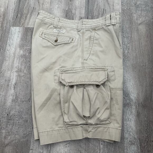POLO Ralph Lauren Shorts Mens Sz 38 Gellar Cargo Lightly Distressed Khaki Tan - Picture 1 of 7